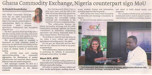 Ghana Commodity Exchange (@gcx_official) on Twitter photo Check out today's edition of the Daily Graphic! Flip to page 44 for an exciting read on the collaboration between GCX and AFEX. 📰🤝 #DailyGraphic #CrossBoarderTrade #GhanaCommodityExchange #CommodityTrading
<a href="/AfCFTA/">AfCFTA Secretariat Official</a> Check out today's edition of the Daily Graphic! Flip to page 44 for an exciting read on the collaboration between GCX and AFEX. 📰🤝 #DailyGraphic #CrossBoarderTrade #GhanaCommodityExchange #CommodityTrading
<a href="/AfCFTA/">AfCFTA Secretariat Official</a>
