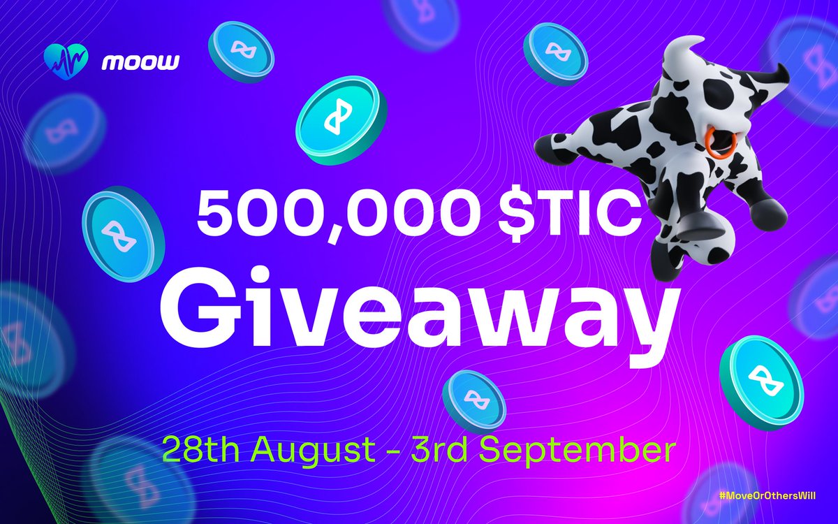 moow2earn's tweet image. 🐮 The new Bullrunner Tournament starts later, and now we have a relaxed week to rest, focusing on daily activities and having a chance to share the 500,000 $TIC prize pool.

🎟 For a week, starting today, complete the tasks and get tickets; the more tickets you get, the more…