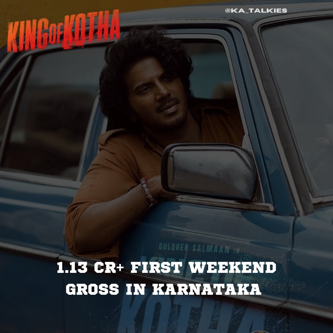 #KingOfKotha - ₹1.13 Cr gross at Karnataka Box office on its 1st weekend (4 Days). 2nd best First weekend for the star after #Kurup. @dulQuer 👍👍