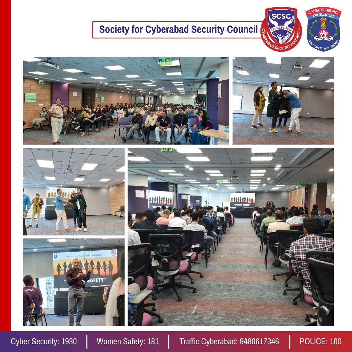 SCSC_Cyberabad's tweet photo. A dynamic women's safety session took place at Aveva, Waver on August 24th, organized by SCSC. 🚺💬 Speakers Namratha and Inspector Sunita shared valuable insights, and the event concluded with an empowering self-defense demonstration.

#WomenSafety #Empowerment #SelfDefense https://t.co/jjideqacDd