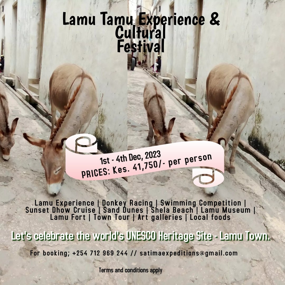 satima_exp's tweet photo. Let's go to Lamu.
Get ready to create memories, forge new friendships, and discover the beauty of Lamu with us. We can't wait to have you on board!
#satimaexpeditions #CreateUnforgettableMemories #lamutamu #explorelamu #tembeakenya #travelphotography #LamuCulturalFestival https://t.co/YKRojQJQ5l