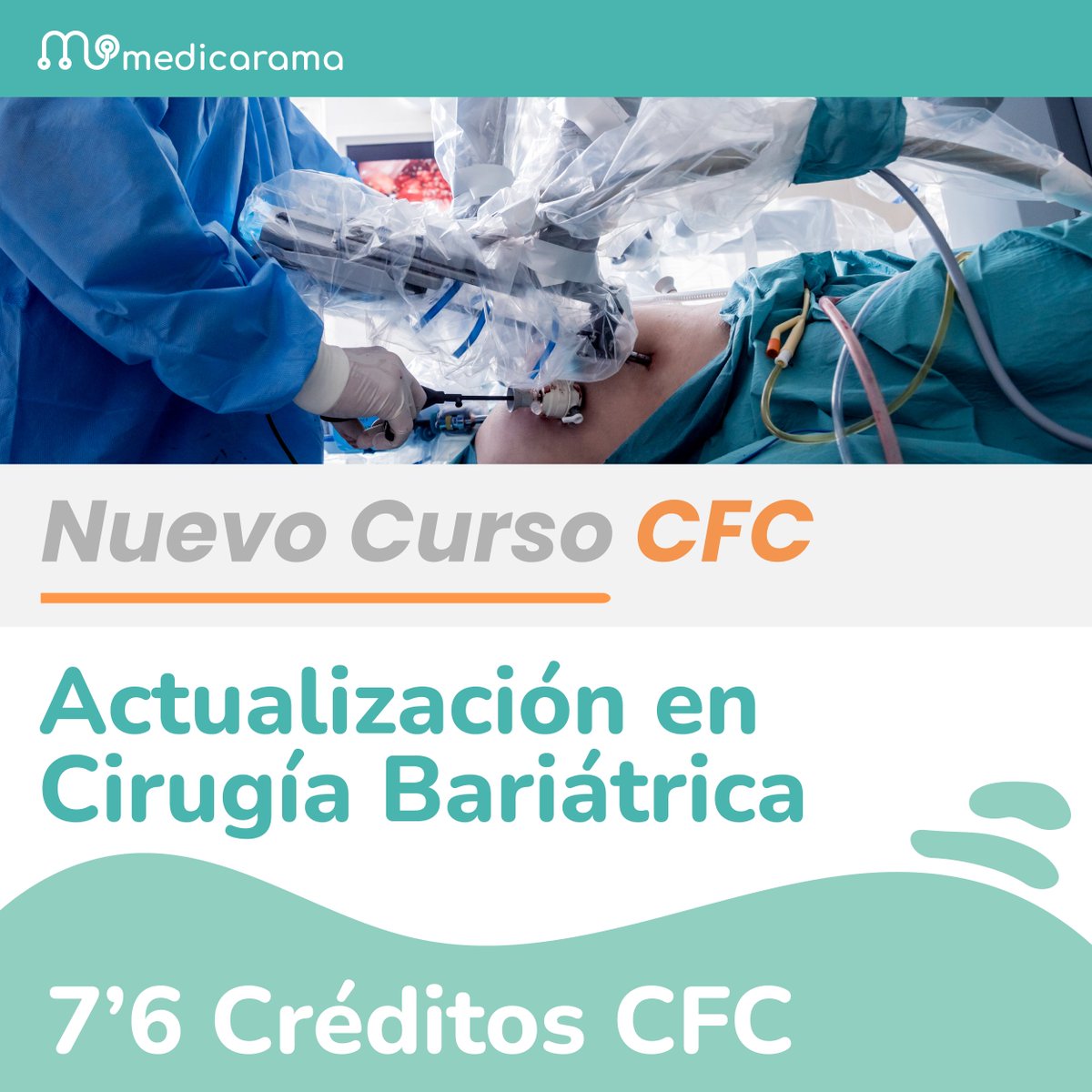📢 𝗖𝗨𝗥𝗦𝗢 𝗖𝗙𝗖 Actualización en Cirugía Bariátrica ❤️‍🩹
Aprende los cuidados al paciente en cirugía bariátrica con este curso de actualización.
📃 Acreditado para Medic@s
🇪🇸 Acreditación válida en toda España
🎟️ 7,6 Créditos CFC
🤳 Inscríbete aquí 
medicarama.com/cursos/ficha/b…
