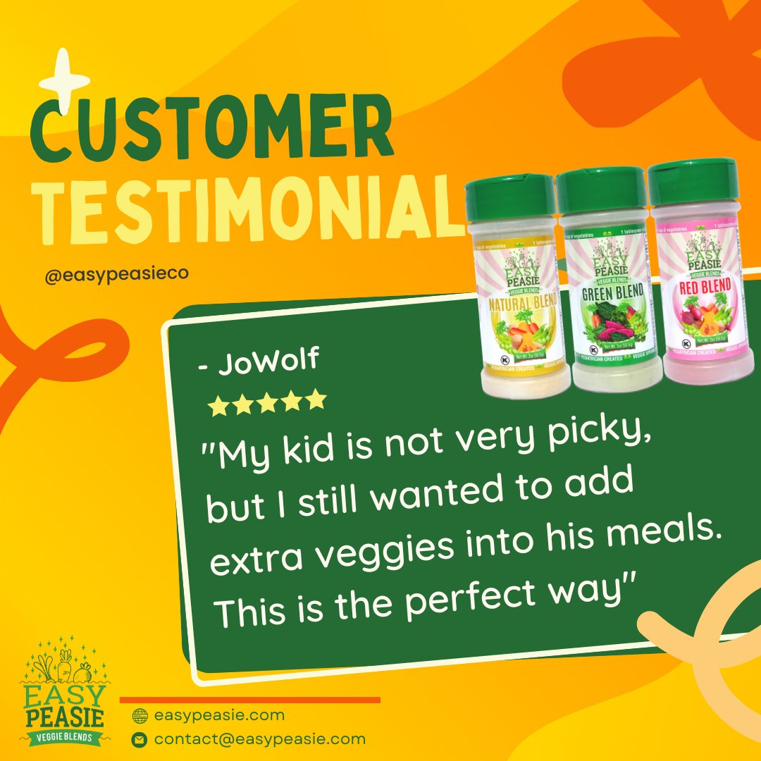 easypeasieco's tweet image. We're thrilled to hear that our product is helping you sneak in those extra veggies for your little one's meals!  Here's to many more tasty and nutritious meals ahead!
#easypeasie #veggiepowder #healthykids #momapproved #pickyeater #customerfeedback