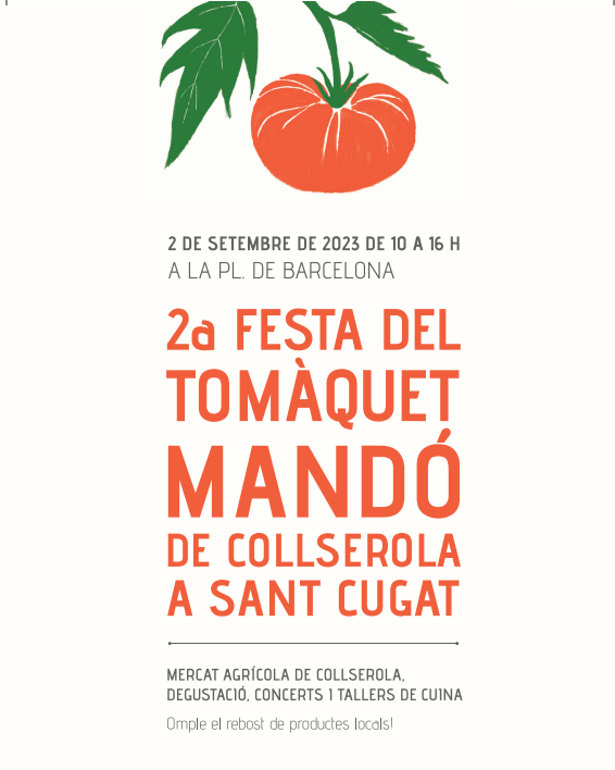 Transformadora_'s tweet photo. 🔝🔝🔝Tornem de vacances assistint a un esdeveniment molt especial!

🍅La 2a FESTA DEL TOMÀQUET #MANDÓ, un exemple de producte local cultivat amb esperit #comunitari.

🗓️Dissabte 02 de setembre
🕛De 10 a 16 h
📍A Pl. Barcelona (St. Cugat) https://t.co/Z2RVC1SntE