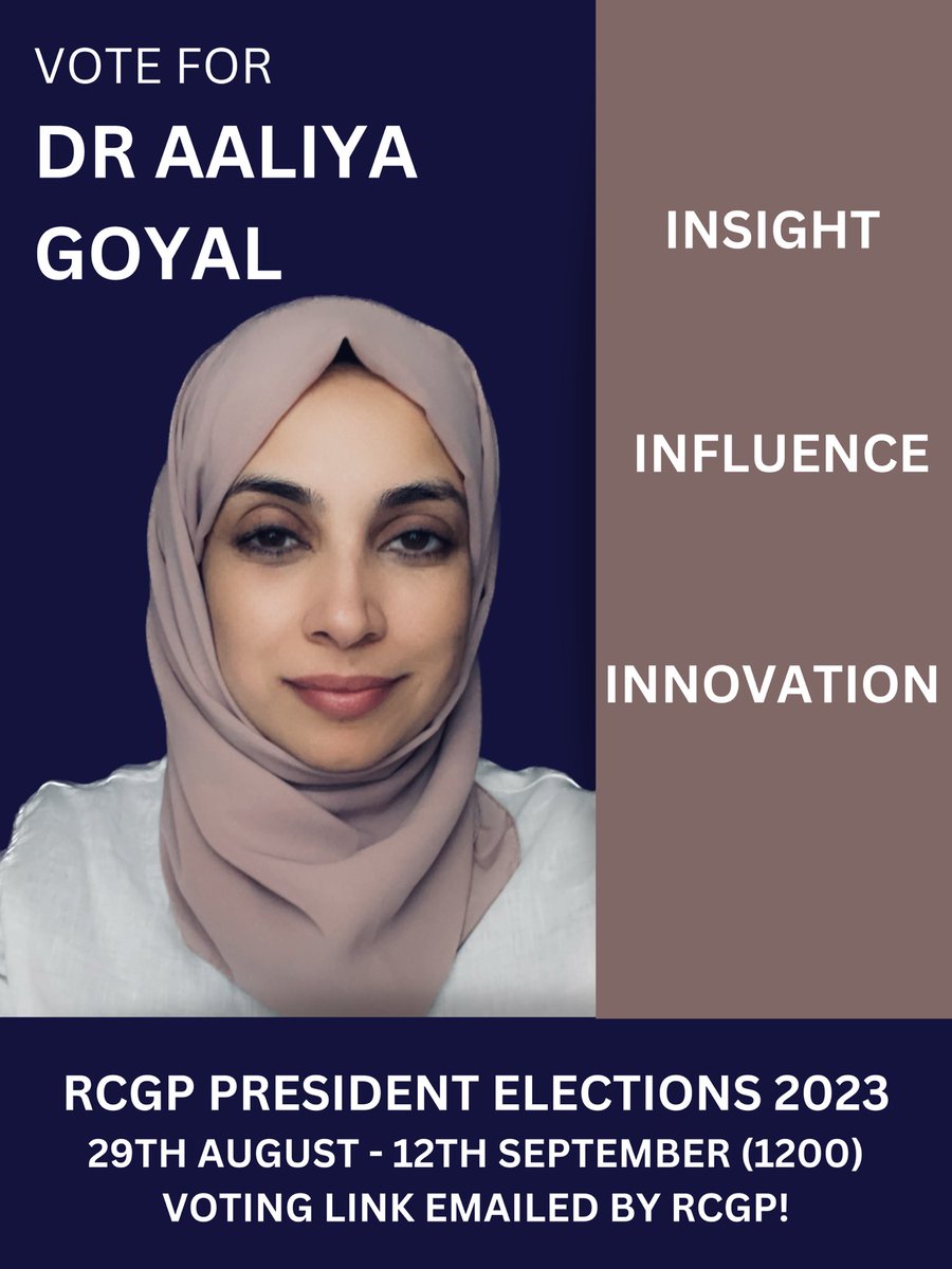 I am standing for #RCGPPresident I bring: ✔️ Insight through the intersection of my professional/lived experiences & challenges ✔️ Influence - credible & can deliver ✔️ Innovation, inspiration & energy So the College feels like YOUR Professional Home Statement 🔗 to 🗳️tomorrow