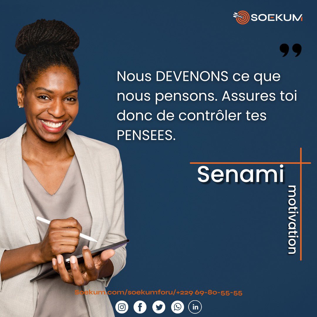 Nos pensées sont puissantes. Choisis donc d'avoir des pensées positives, et tu verras le monde différemment. Ta mission si tu l'accepte: choisir tes pensées avec soin🧠 Soekum te souhaite une excellente semaine 🙂 #wasexo #TT229 #Mondaymotivations