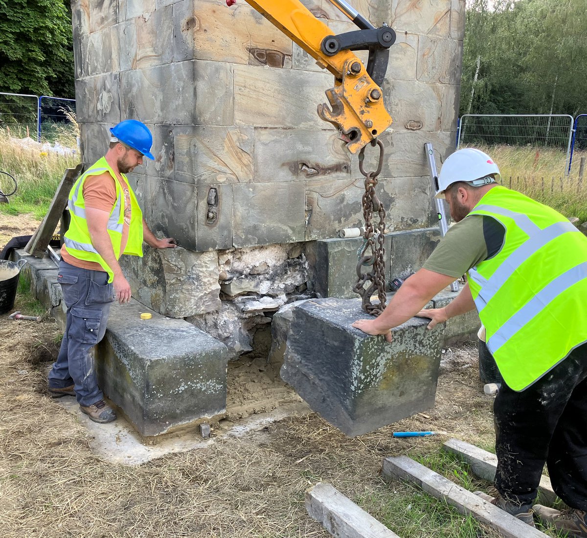 Queen Ann Monument, Wentworth Castle. The Grade II* Obelisk designed by James Gibb for the 1st Earl of Strafford was built in 1734 by Joseph Bower of Stainborough. Works were needed to stabilse the monument, this included excavating and adding a new foundation below the Obelisk