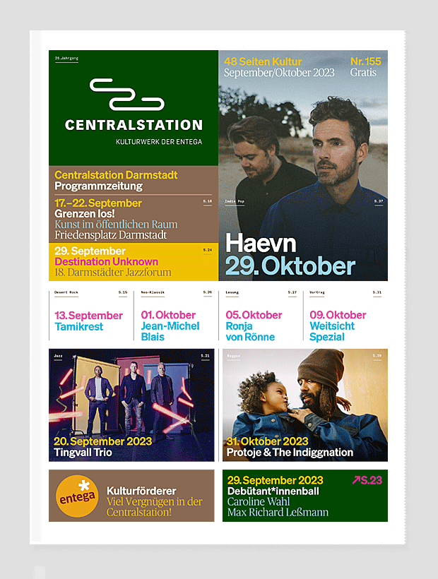 csdarmstadt's tweet photo. Frisch: Die Centralstation-Programmzeitung September/Oktober 2023
📰👉https://t.co/FuHlSeU9KE
@HAEVNMUSIC @Protoje @Tamikrest @jeanmichelblais @Sudelheft @MaxRichardOne #TingvallTrio #jazz #jazzforum #jazzinstitut #reggae #literatur #neoklassik #pop https://t.co/1HshohasYH