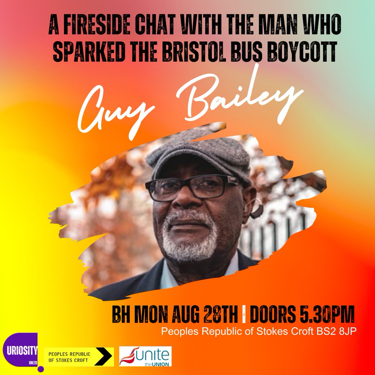 julzBrizzle's tweet photo. Today th #StruggleContinues exhibition wraps up with fireside chat with #GuyBailey whose bravery sparked the #BristolBusBoycott. There's poetry, DJs, and inspiring art. All are welcome for free from 6pm. The Peoples Republic of Stokes Croft, Jamaica St. BS2 8JP. https://t.co/rbZrPOCmRI