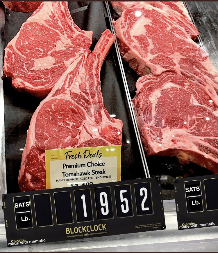 I’ll start selling some Bitcoin when my local grocery store starts pricing steak in Sats/Lb.