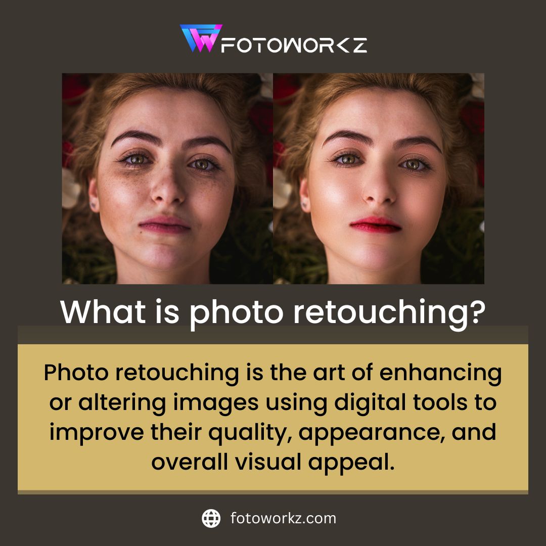 🖌️✨ Say goodbye to blemishes, wrinkles, and imperfections! Photo retouching is like a magical touch-up brush that helps to enhance your natural beauty and bring out your best features. tinyurl.com/2y2xaufy #Ecommerce #ImageRetouching #BoostSales #FotoWorkz