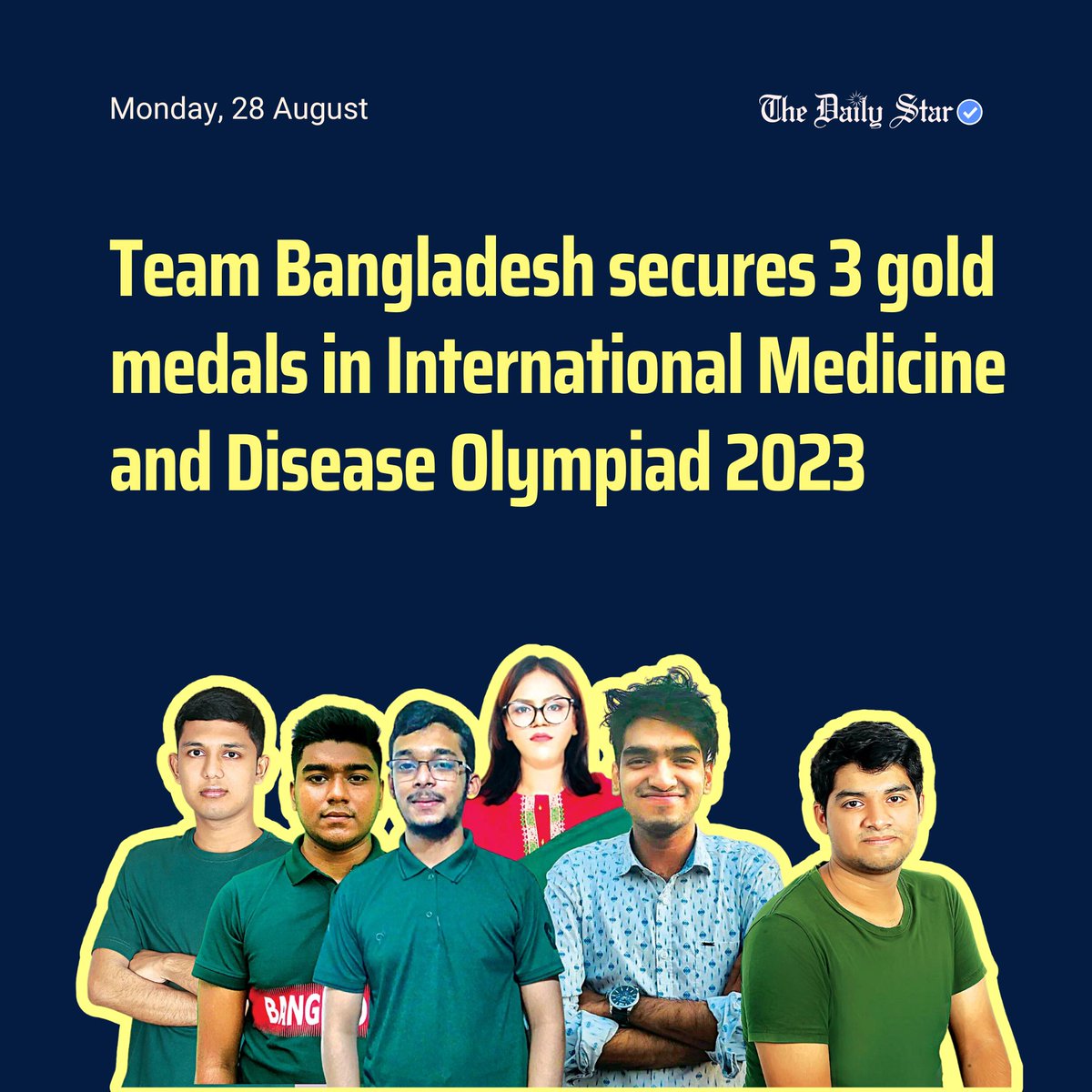 dailystarnews's tweet photo. Team Bangladesh secures 3 gold medals in IMDO 2023.
Read more: https://t.co/IHgDL2C8pP
#bangladesh #imdo #medicine #disease #imdo2023 https://t.co/tRkQJxAi2j