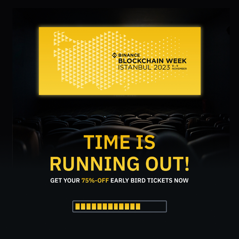 binance's tweet photo. Time is running out to secure your #BinanceBlockchainWeek tickets at a discounted price!

Get your early bird tickets now, as prices will increase next week.

Buy here ⤵️
