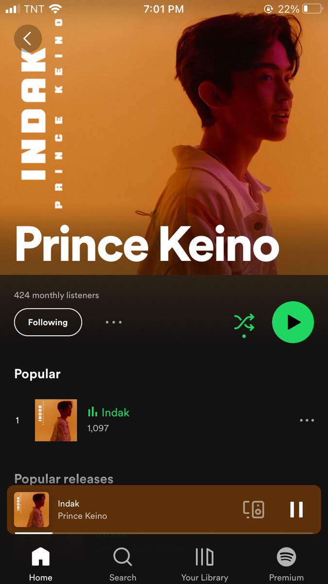 princekeinoofc's tweet photo. pangarap ko noon makita ko ang pangalan ko sa Spotify. matagal ko ng kinakanta ang INDAK sa mga piyesta at sa mga simpleng event hindi ko lubos akalain na mapupunta ka sa Spotify (indak) with ABSCBN Starmusic ph label pa. Lord thankk u po 🙏🏼 walang hanggang pasasalamat. https://t.co/jxV66ZSdOi