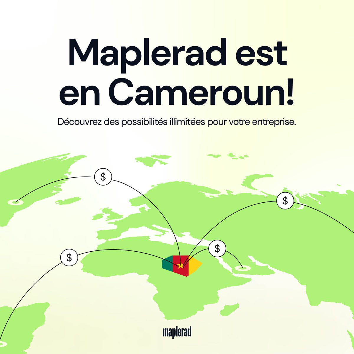 Bonjour le Cameroun ! 🇨🇲 

Nous sommes ravis d'annoncer le lancement de Maplerad dans votre pays vibrant. 🌍🚀 
Cliquez sur le lien dans notre bio pour élevez votre entreprise vers de nouveaux sommets avec nos solutions innovantes.