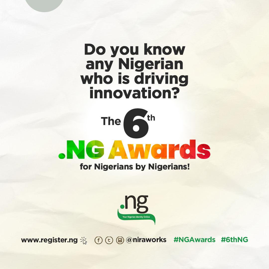 niraworks's tweet photo. Be part of the Innovation Journey! 🚀Start nominating for the 6th .NG Awards https://t.co/Hbdhu1mqXf.

#innovation #digital #ngawards/ https://t.co/FeoGdnplxT