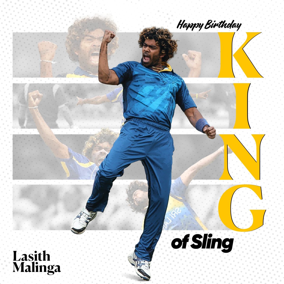 IPL_India_T20's tweet photo. 👕 340 international matches 
☝️ 546 wickets

🏆 T20 WC 2014 winning captain 
✅ 1st bowler to take 100 T20I wickets 
✅ 3 hat-tricks in ODI
✅ Taken 4-wickets in consecutive balls twice in international.

Happy Birthday to Sri Lanka legend, @malinga_ninety9! 🇱🇰🎂

#LasithMalinga https://t.co/ClQUe3GpLe