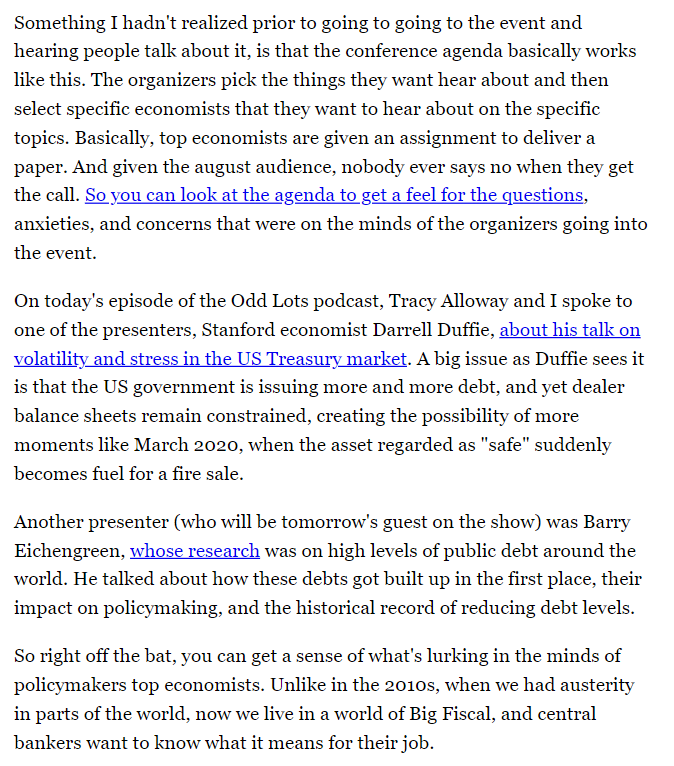 Joe Weisenthal (@thestalwart) on Twitter photo CENTRAL BANKERS ANXIOUS IN THE AGE OF BIG FISCAL
In today's <a href="/markets/">Bloomberg Markets</a> newsletter, I wrote about Jackson Hole, and what's really on the minds of the world's most influential economic policymakers
Sub to the newsletter here: bloomberg.com/account/newsle… CENTRAL BANKERS ANXIOUS IN THE AGE OF BIG FISCAL
In today's <a href="/markets/">Bloomberg Markets</a> newsletter, I wrote about Jackson Hole, and what's really on the minds of the world's most influential economic policymakers
Sub to the newsletter here: bloomberg.com/account/newsle…