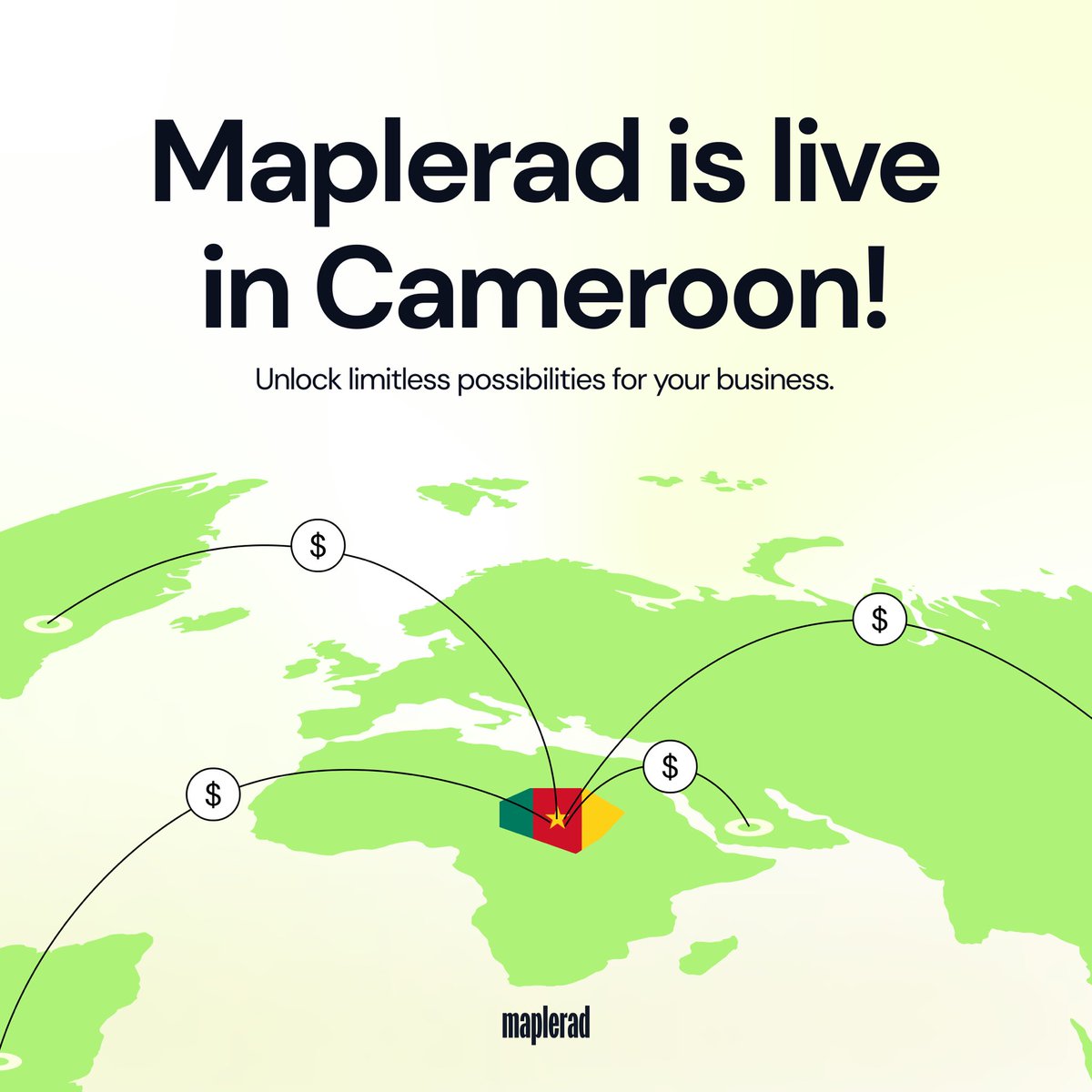 𝐁𝐨𝐧𝐣𝐨𝐮𝐫 𝐂𝐚𝐦𝐞𝐫𝐨𝐨𝐧! 🇨🇲 
We are thrilled to announce Maplerad's launch in your vibrant country. 🌍🚀 

Click the link below to elevate your business to new heights with our innovative solutions. 
maplerad.com