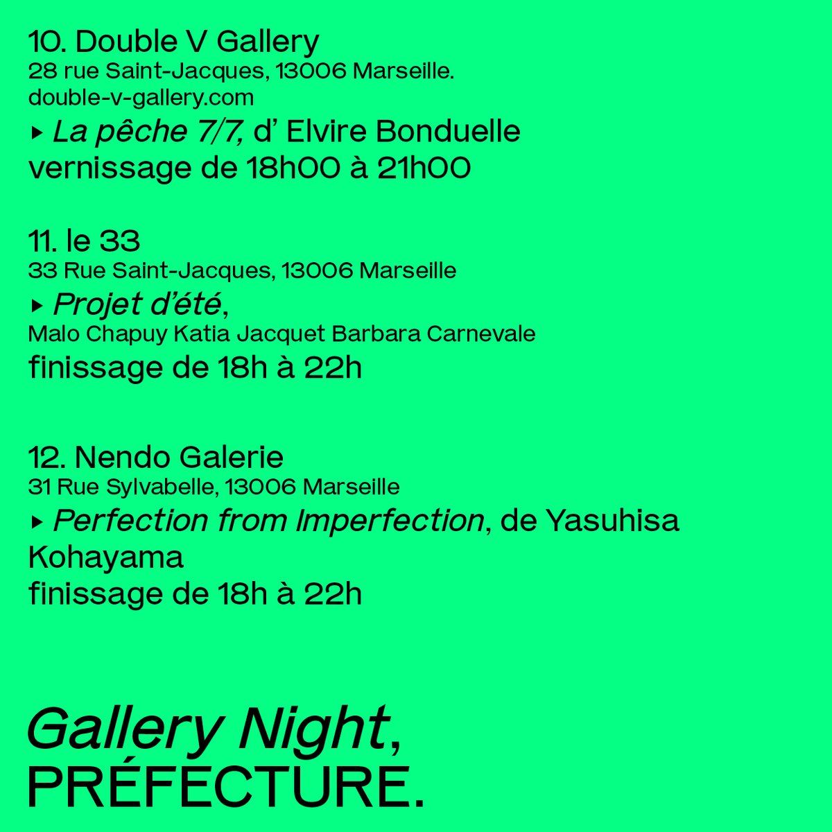 PacProvence's tweet image. #Savethedate GALLERY NIGHT.

Les expositions et performances à la Belle de Mai et Préfecture pour la nocturne des galeries du réseau PAC !

Le programme entier sur p-a-c.fr !