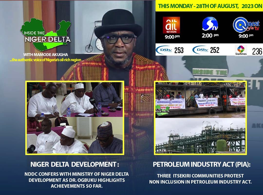 ndntvnigeria's tweet photo. Join us today, on AIT by 9:00pm, @silverbirdtv by 2:00pm and QUEST TV by 9:00pm for another episode of inside the Niger Delta with Mamode Akugha.

#insidethenigerdelta #Abia #Akwaibom #Bayelsa #Rivers #imo #Delta #Edo #Ondo #Crossriver #insidethenigerdeltawithmamodeakugha https://t.co/MC7IPwMfm7
