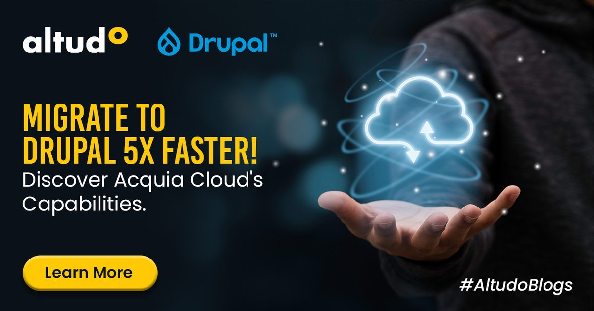 GoAltudo's tweet image. Accelerate #DrupalMigration with Acquia Cloud's pre-built infrastructure and automated development #Workflows. 
👉Get insights: altudo.co/insights/blogs…
 
 #TechnologyUpgrade #Automation #Drupal #DrupalDeveloper #Acquia #Cloud #AcquiaPartner #AltudoBlogs