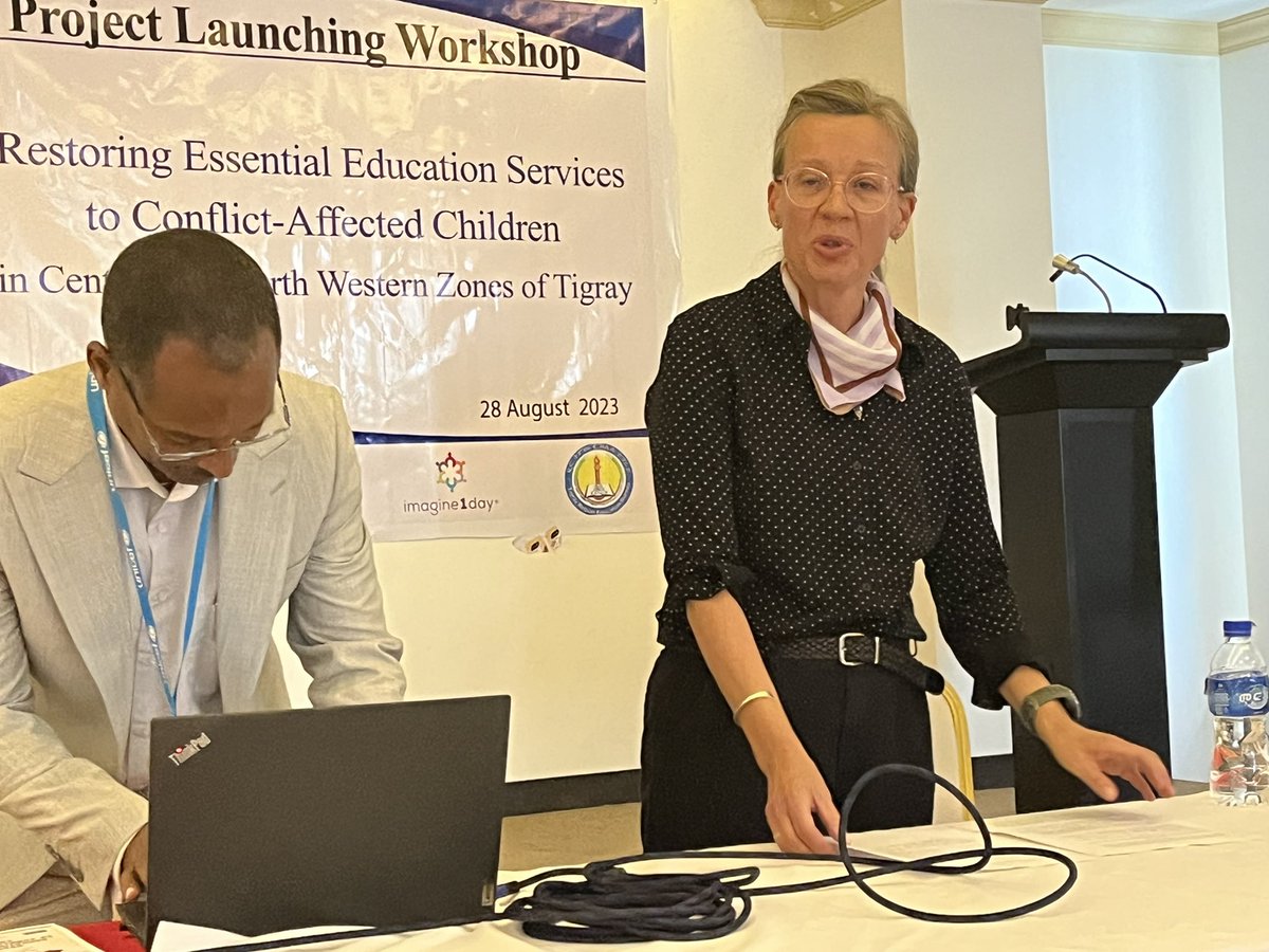 frontini_matteo's tweet photo. Happening now in #Mekelle 🙌 launching of the @EUinEthiopia project “restoring essential #educacion services” rehabilitation, school feeding and ECC 💯 partnership with @TigEduc @UNICEFEthiopia #Wareda Education Officers and implementing partners 🤝 https://t.co/oYsiaf1PHC