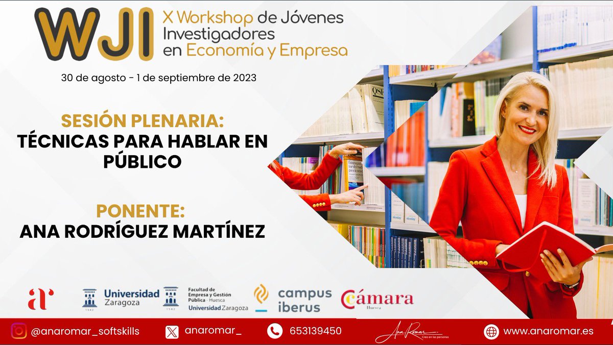 ✅Saber hablar en público es claramente un elemento diferenciador que facilita que la persona sea más competente.
👉Gracias @beatycaro por invitarme a participar como ponente en el <a href="/WJIEcoyEmp/">Workshop Jóvenes Investigadores Economía y Empresa</a> 
<a href="/camarahuesca/">Cámara Huesca</a> <a href="/CampusIberus/">Campus Iberus</a> <a href="/fecem_unizar/">Facultad de Economía y Empresa</a> <a href="/unizar/">Universidad Zaragoza</a> @FacultadEducaUZ