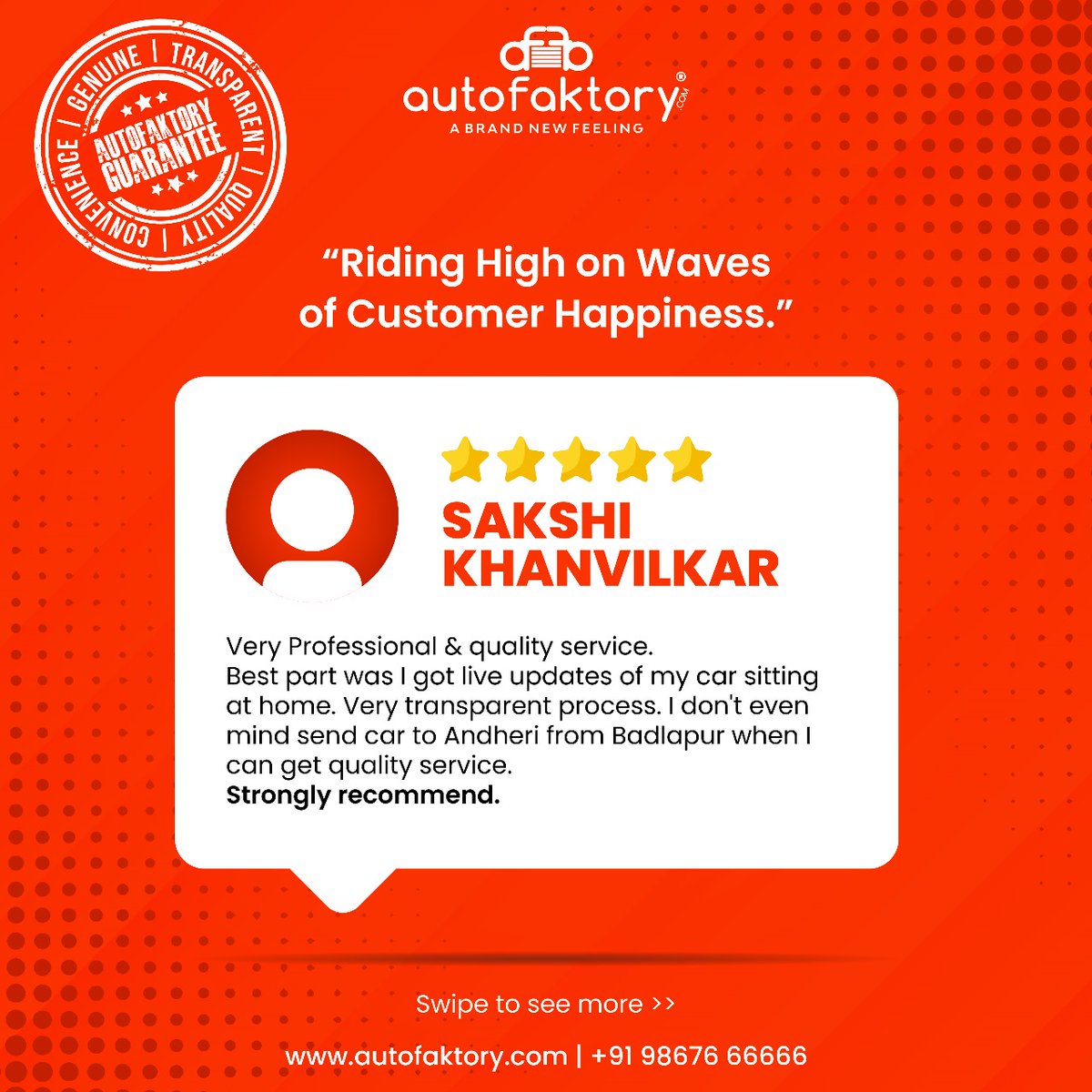 autofaktory's tweet image. Our customers speak for us!!

#HappyCustomers #TopQualityService #review #testimony #testimonials #feedback #reviews #happycustomer #testimonialtuesday #testimonicustomer #customerservice #testimoniolshop #customerfeedback #customerreview #amazingcars #vileparleclub #sakinaka