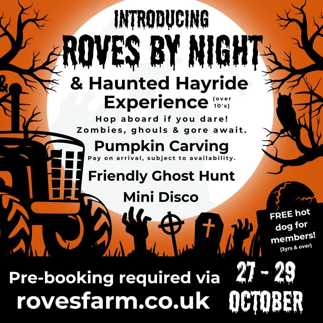 It's baaaaaaaack! Our Haunted Hayride returns in spooktacular fashion this Halloween with a new, zombie-tastic theme that will have you shuddering in your seat! 🧟‍♂️ Join us if you dare! Tickets are now pre-bookable via rovesfarm.digitickets.co.uk/category/50208