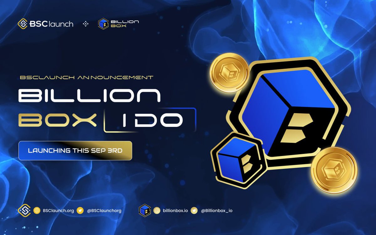 🎉 UPCOMING IDO: @BillionBox_IO BSCLaunch is delighted to introduce the upcoming IDO for Billion Box. Stay connected for upcoming announcements regarding the IDO details. Keep an eye out for more thrilling updates on the horizon! 👀 #BSCLaunch #BillionBox #IDO