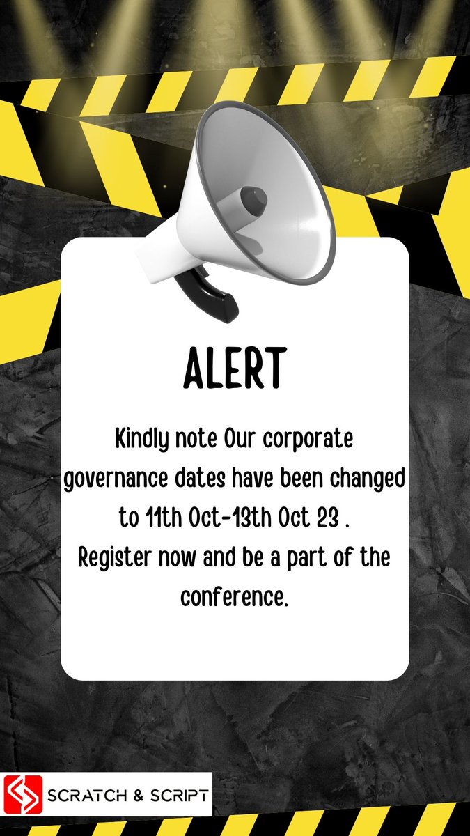Important Update: 
Note that the corporate governance conference dates have been rescheduled.

🗓️ FROM: 30th Aug-1st Sept
 🗓️ New Date: 11tH- 13th Oct

 registration is still ongoing  : lnkd.in/di6EZ47y

Stay tuned for updates and mark your calendars with the new date.