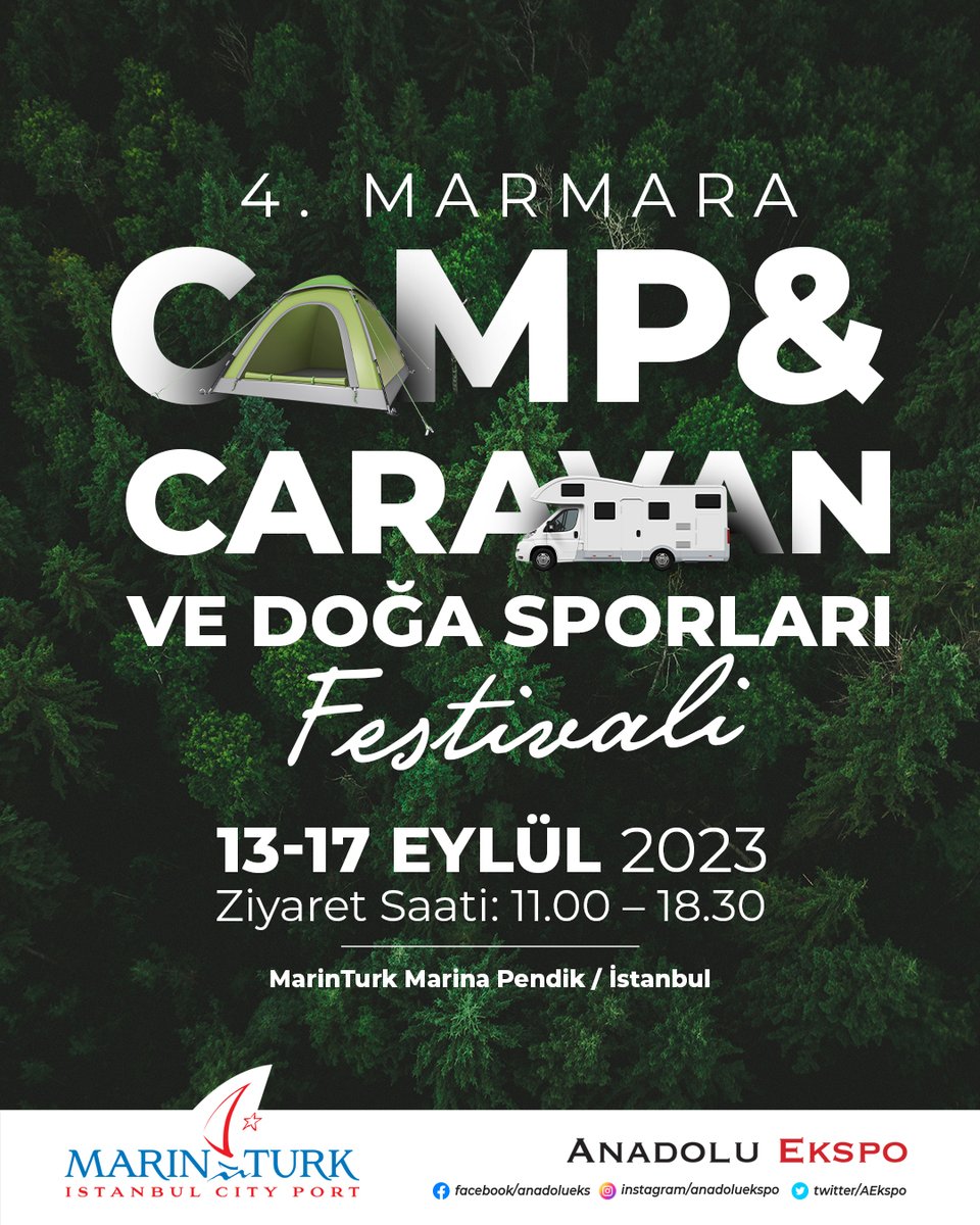 Doğa tutkunları, 4. Marmara Camp & Caravan ve Doğa Sporları Festivali için hazır mısınız?

Doğaya dair her şeyi bir arada bulabileceğiniz festival için biz şimdiden heyecanlanmaya başladık!

13-17 Eylül’de MarinTurk Pendik İstanbul City Port’ta gerçekleşecek fuarı kaçırmayın.