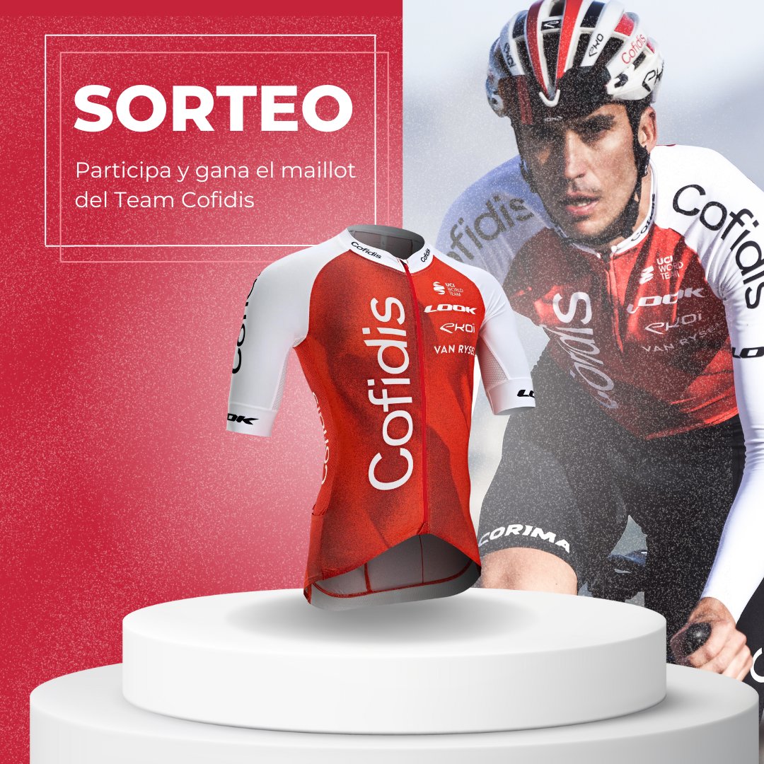 ciclistacofidis's tweet photo. Hoy os traemos un nuevo 𝙎 𝙊 𝙍 𝙏 𝙀 𝙊 👉🏼 ¿Queréis lucir los colores del @teamcofidis?

🔺 Menciona a 2️⃣ amigos 
🔺 Da RT y MG
🔺 Sigue a @ciclistacofidis 

Participa hasta el 31/08. ¡Suerte! El 1/09 anunciaremos al ganador aquí. 🔥

Bases legales: https://t.co/z2vindRYER https://t.co/SezTzWLyaB