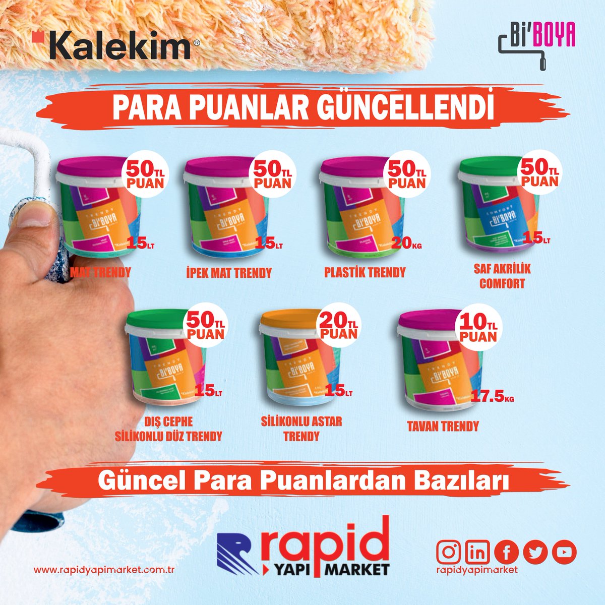 RapidYap's tweet photo. Ustalarıma Dikkatine...
Nakit Para Puan Tablomuz Güncellendi...

#rapidyapimarket #yapı #market #ostim #ankara #boya #biboya https://t.co/DCM9Q68LCQ