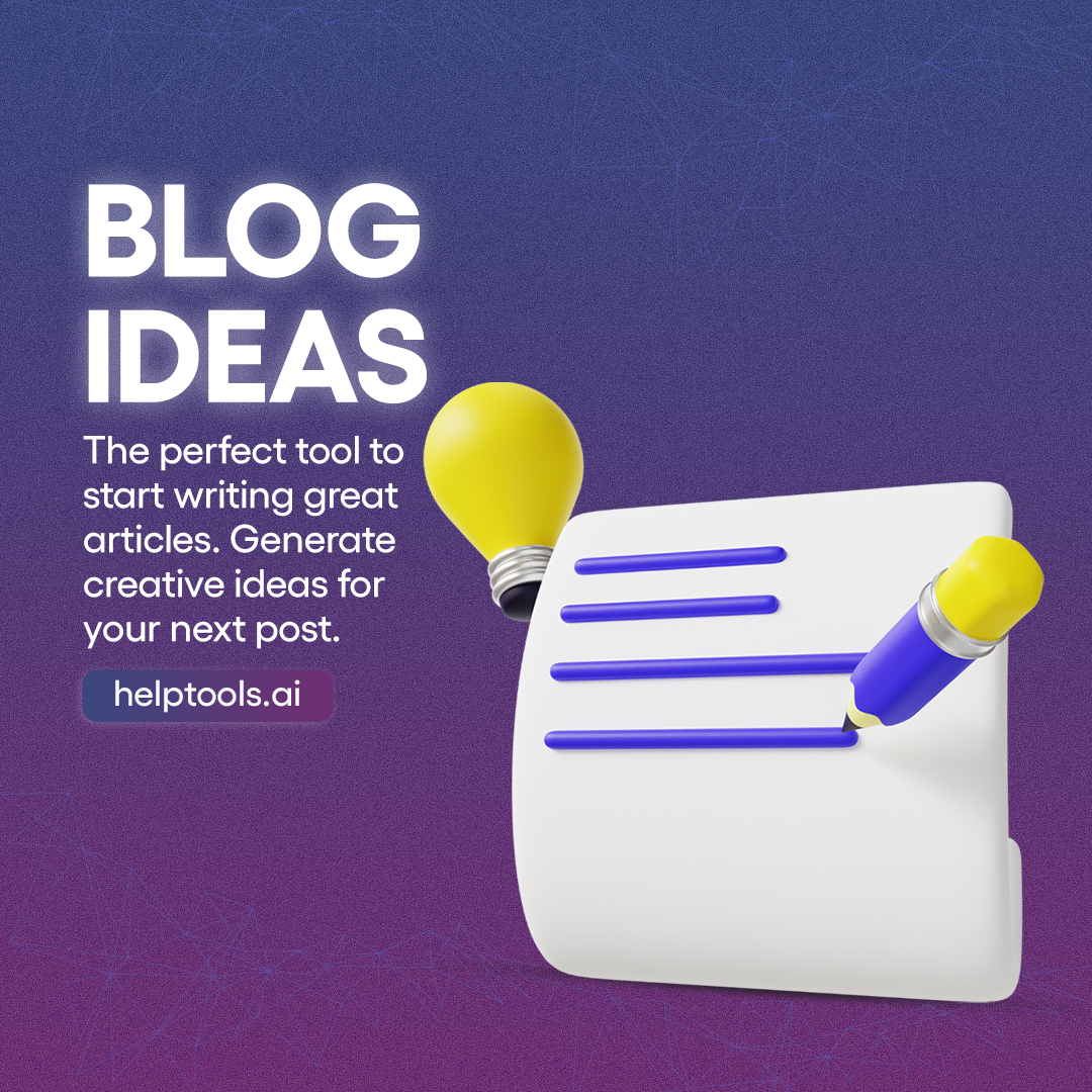 Is blogging getting boring? Ideas dried up? There's a new tool that could change everything. Helptools AI creates unlimited blog topic ideas on demand. 🌟

Take advantage of this game-changer for bloggers and writers. 

#helptoolsai #blogideas #writinginspo #aiwritingsupport