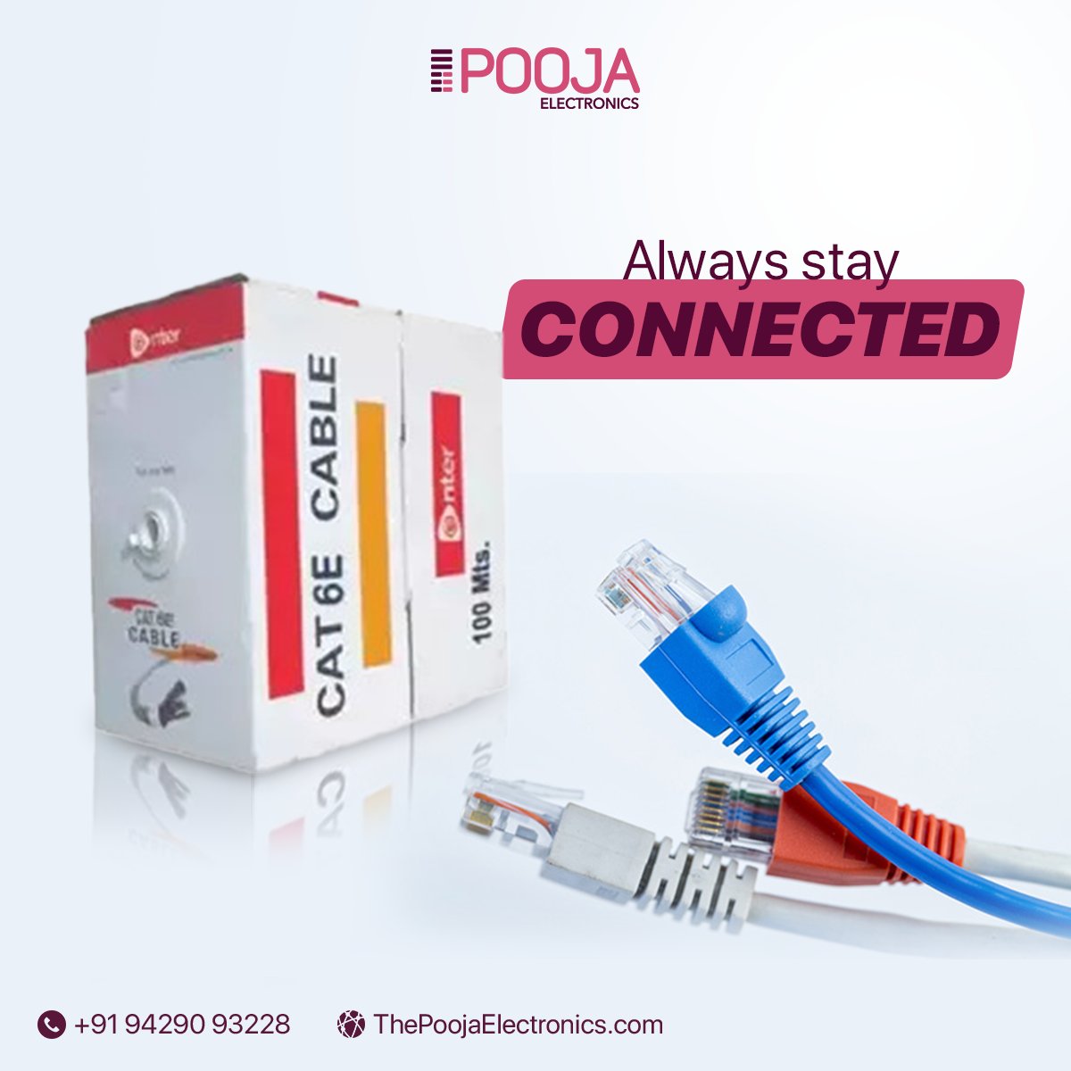 Now you don't need to suffer from the connectivity issues while you are having our premium quality cable CAT6E.
.
#poojaelectronics #cat6e #electronicitems #ExpertRepairs #WeFixItAll #ElectricalSafety #TrustedRepairs #qualityservice #ElectronicsSpecialist #AffordableRepairs