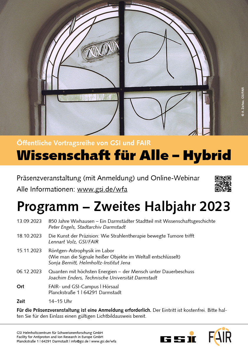 Das sind unsere Themen bei der Vortragsreihe "Wissenschaft für Alle" bis Ende des Jahres - ihr könnt weiterhin online oder vor Ort dabei sein! Jetzt schon einmal in den Kalender eintragen 👉 📅 gsi.de/start/aktuelle…
