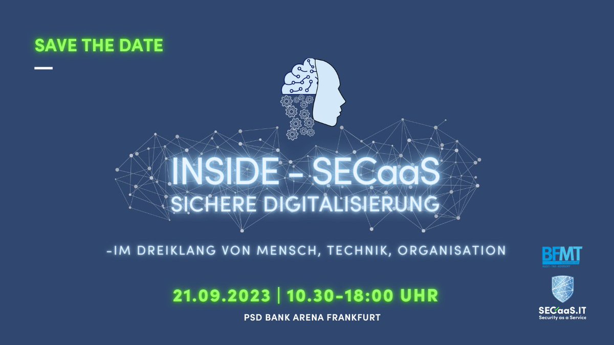 DRACOON - Hochsichere Plattform für File Services (@dracoongmbh) on Twitter photo DRACOON auf dem INSIDE SECaas Event am 21. September🚀
Gemeinsam tauchen wir ein in die Welt der sicheren Digitalisierung, wo Mensch, Technik und Organisation in perfektem Dreiklang agieren.
#DRACOON #INSIDESECaas #SichereDigitalisierung DRACOON auf dem INSIDE SECaas Event am 21. September🚀
Gemeinsam tauchen wir ein in die Welt der sicheren Digitalisierung, wo Mensch, Technik und Organisation in perfektem Dreiklang agieren.
#DRACOON #INSIDESECaas #SichereDigitalisierung