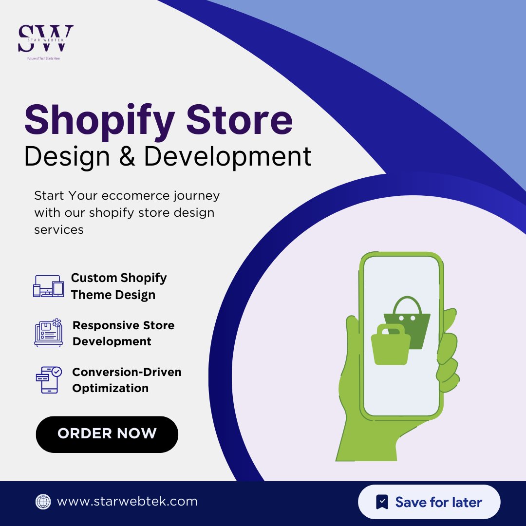 shivam913152's tweet image. Start your eccomerce journey with our professional shopify store development services. Contact us today for our services.

#shopify #shopifystoredesign #eccomerce #eccomercewebsite #business #onlineselling #shopifydropshipping #starwebtek