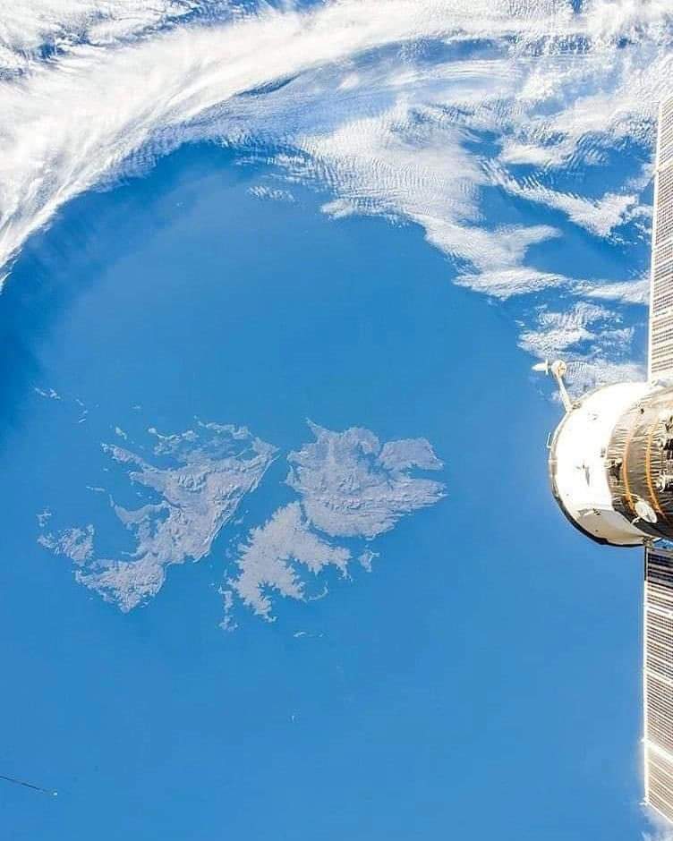 Espectacular vista de las Islas Malvinas desde la Estación Espacial Internacional.