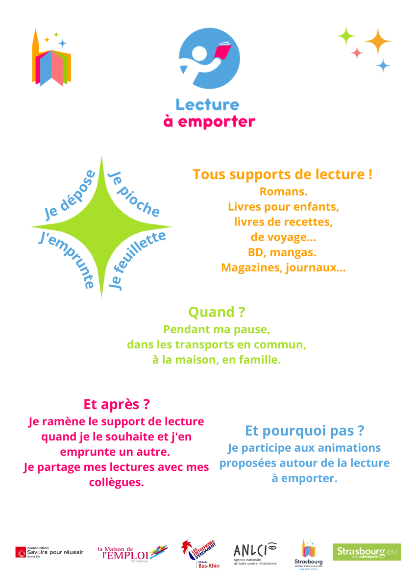 🔎 #JNAI2023 : Un jour, une action

🗓 En Grand Est : Lecture à emporter

&gt;&gt; En savoir plus : lirenotremonde.strasbourg.eu

#JNAI #illettrisme #enparlerpouravancer #strasbourgcapitaledulivre #strasbourg #lecture