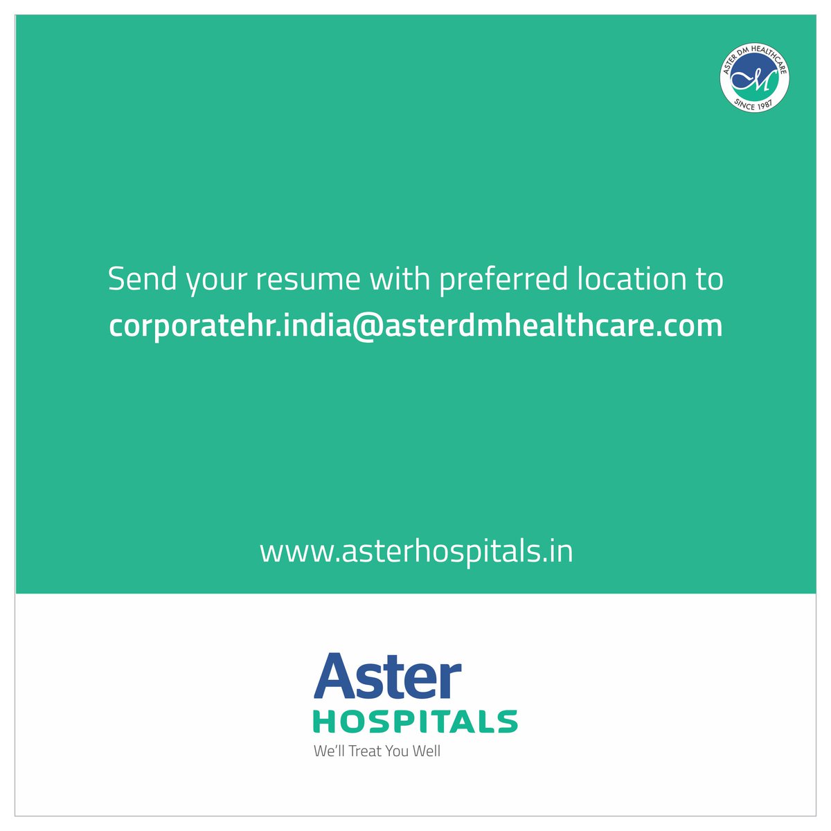 Join global experts at Aster Hospitals. Hiring across specialties all over India. Email resume to corporatehr.india@asterdmhealthcare.com
#asternarayanadrihospital #aster #vacancies #jobs #hiring #asterhospitals #recruitment #asterhospitals #asterdmhealthcare #healthcarejobs