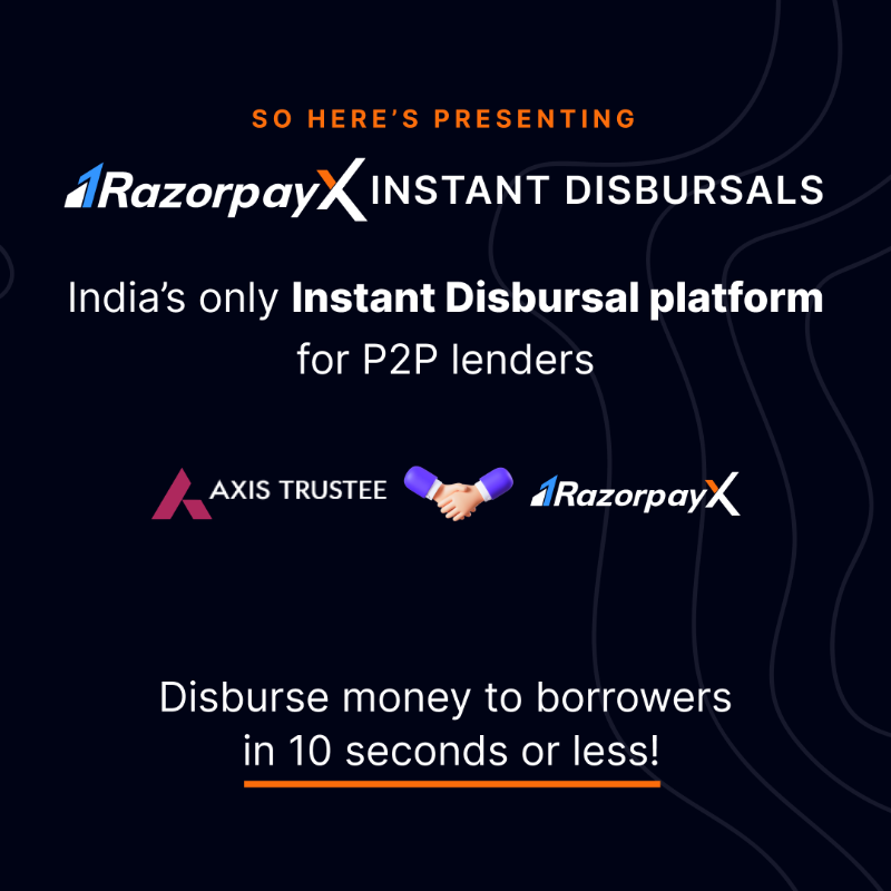 RazorpayX's tweet photo. ✨ We’re thrilled to introduce India’s First-Ever P2P Lending Instant Disbursals platform!

✅ Get trustee approvals in 10 seconds or less
✅ Effortless instant disbursals
✅ Stay compliant, always

Get unmatched payout performance today 👉 lending-support@razorpay.com