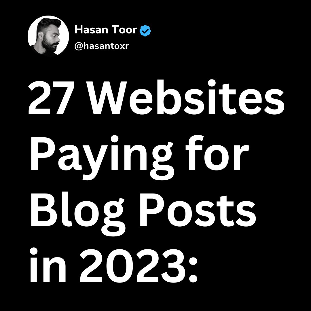 27 Websites That Pay You to Write Blog Posts in 2023:

1. Contentlab.com

2. Draft.dev

3. Digitalocean.com

4. Civo.com

5. Hasura.io

6. Signoz.io/technical-writ…

7. Neptune.ai

8. Incomediary.com/write-for-inco…