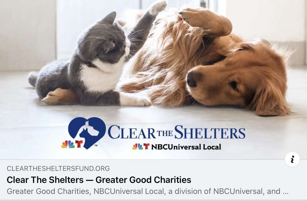 Starting Monday, August 28th at 9am ET, Hill's Pet Nutrition will be matching donations dollar for dollar up to $10,000 one final time! Once the 10K is met, the match is over. Visit clearthesheltersfund.org to donate to your local participating shelter! @HillsPet @GreaterGoodorg