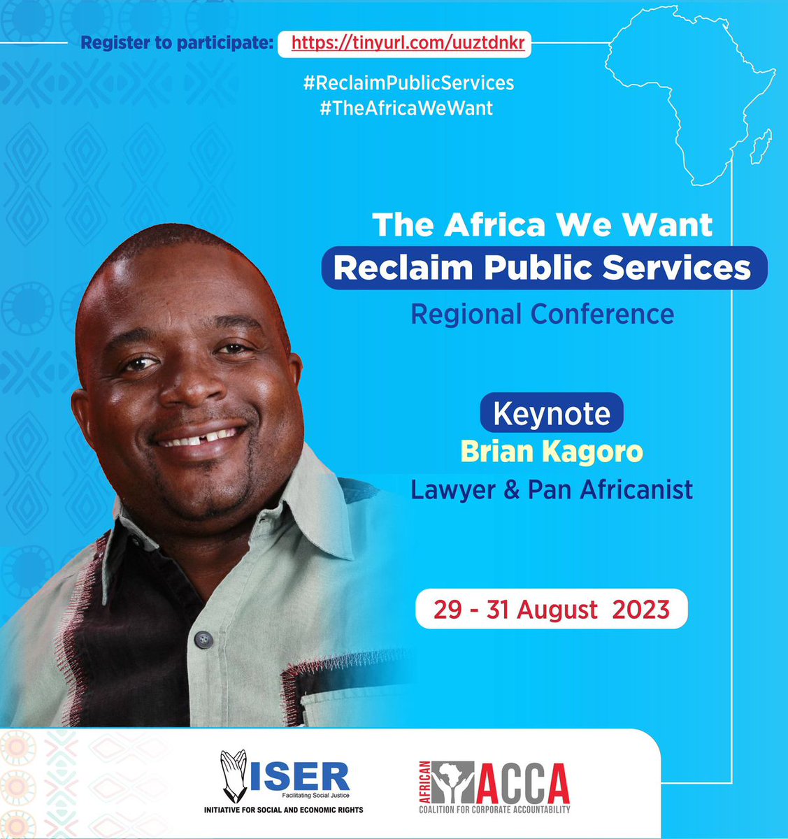 We can still have #TheAfricaWeWant; with well-financed and quality public services accessed & enjoyed by all. 
📢Register to be part of this conference tinyurl.com/uuztdnkr

#ReclaimPublicServices
#BizHumanRights
#AfricaYetu
#TheFutureisPublic