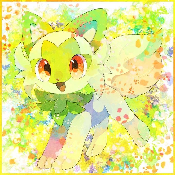 【毎日投稿1126日目】図鑑No.0906 ニャオハ #LKのポケモンずかん 
