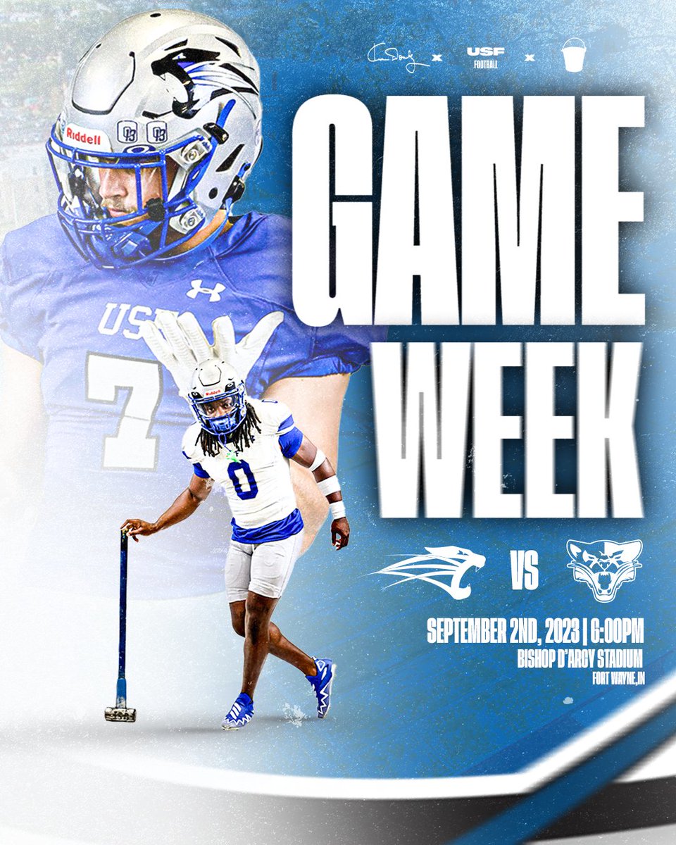 OMG, did you hear?

IT'S GAMEWEEK!

🆚 : Saint Xavier
📍 : Fort Wayne, IN (Bishop D'arcy Stadium)
📅 : September 2nd
🕢 : 6:00 PM
📺 : youtube.com/user/saintfran…

#GoCougs🐾 | #FillYourBucket