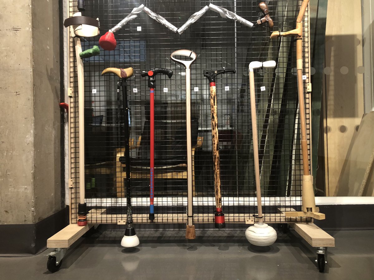 SaskiaGrassie's tweet image. Prototypes of walking aids co-designed with mentors @DJCAD Challenging convention &amp;amp; combining ergonomics, consideration of lifestyle &amp;amp; valued occupations with user’s sense of identity &amp;amp; self-image. Functionality includes use in sea &amp;amp; folding to carry on e-bike #DJCADMastersShow